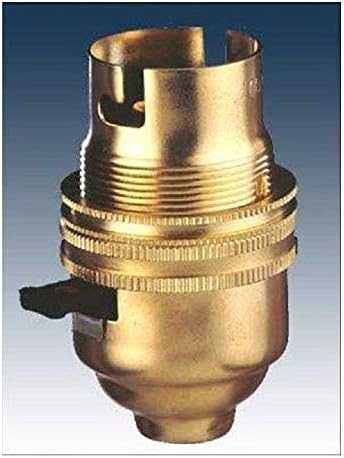 K M Electronics® Brass Switched LAMP Light Bulb Holder BC Bayonet Cap 10MM Screw Thread
