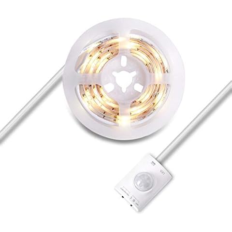 Megulla Motion Activated Closet Light, Motion Sensor LED Light Strip -39in/1m, USB Rechargeable Battery Night Lights, Stick Anywhere, Timer- for Gun Safe, Under Bed, Cabinets, Pantry and Stairs Cover