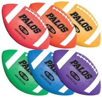 Palos PX-300™ Premium Colored Rubber Footballs Set of 6, Junior 10-12, Youth 12-14, Official 14+