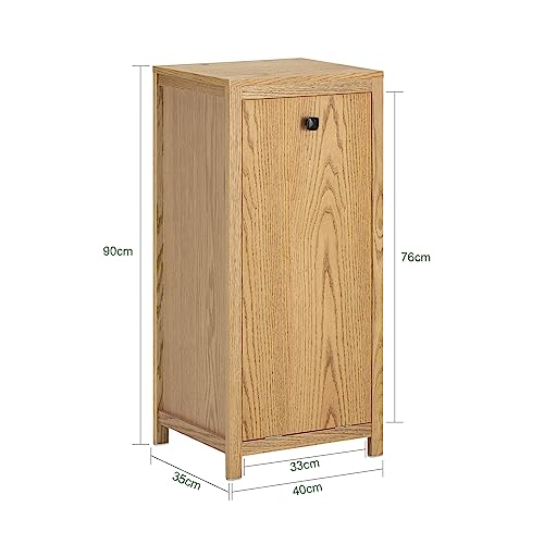 Oszczędność miejsca szafka na pranie z koszem 40 cm szer. x 35 cm gł. x 90 cm wys. stylowe przechowywanie do łazienki i pralni lekkie naturalne wykończenie zorganizowane rozwiązanie