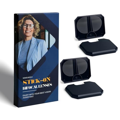 NOMEAROD 2 Pack Stick-On Bifocal Lenses for Sunglasses – Reusable Waterproof Trim-to-Fit Inserts Convert Eyewear to Reading Glasses, +200