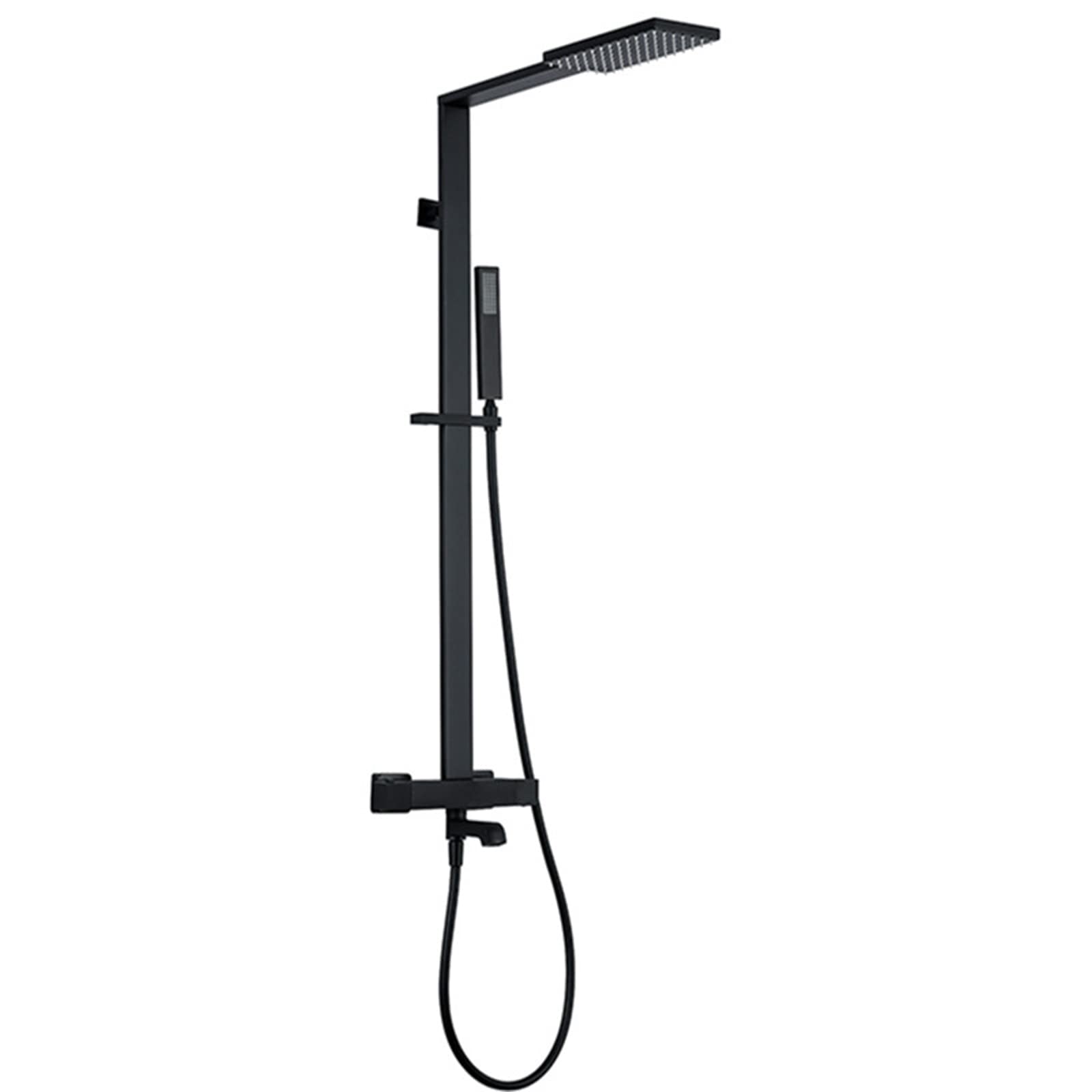 Combinaison de douche avec douchette au design noir mat et robinet mitigeur premium