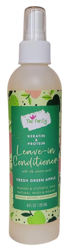 Acondicionador sin enjuague de queratina y proteínas, manzana verde fresca, 8 onzas líquidas (paquete de 2) disponible en Yaxa Peru