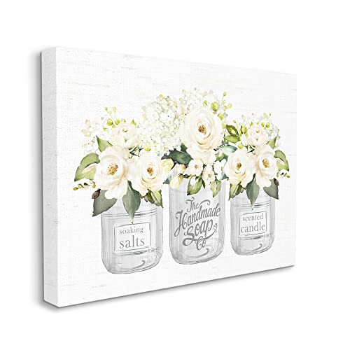 Image of Stupell Industries 'White Roses Blooming Country Rustic Candle'| Canvas Art | Stupell Industries | 48 x 36 Inches, Easy to Hang and Sturdy, Made in USA, by Lettered and Lined
