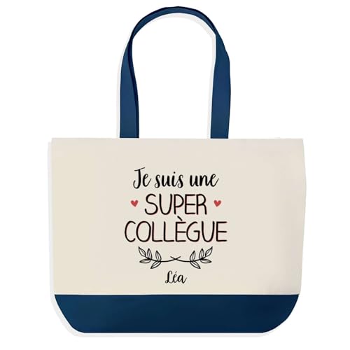 Sac de shopping bleu super collègue grand sac de course cadeau noël