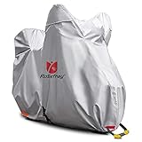 Rosefray バイクカバー 6L-BOX 210D 厚手 255cmまで対応 スマートサイズ 高機能 撥水 UVカット 大型 車体カバー 耐候性 収納袋付き(シルバー)
