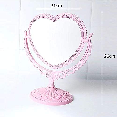 D&X 7-Inch Lovely Heart Mirror 360 Degree Rotation Double Sided Magnifying Makeup Mirror I Bathroom Bedroom Vanity Mirror I Danish Pastel Aesthetic Room Décor(Pink, Heart-Shaped) #TOP2