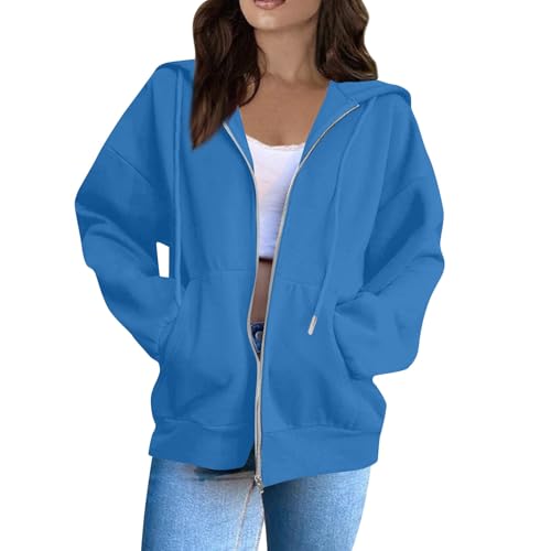 OIOLOYJM Zipper Hoodies for Women Long Sleeve Oversized Sweatshirts Y2k Drawstring Soft Jacket 2025 Fall Fashion with Pockets