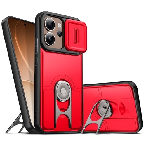 Coque Oppo Reno 14F rigide rouge anneau support et protection objectif