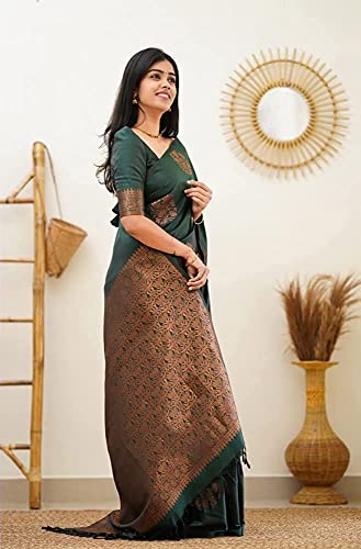 Image of StyleScope Women's Kanjivaram Banarasi Jacquard Silk Saree With Unstitched Blouse Piece (Silk Mix)