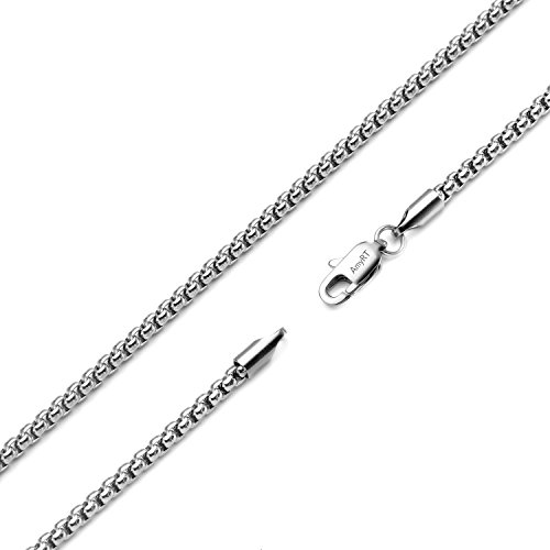 Jewelry 3mm Titanium Steel Rolo Silver Chain Necklaces for Women Men 16 to 30 in2