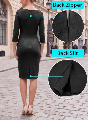 Image of VFSHOW Womens Work Business Office Zipper Up Slim Bodycon Sheath Dress