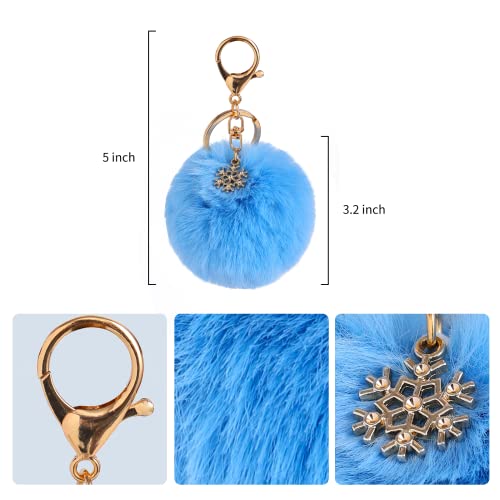 Kinglighten Pom Pom Keychain Artificial Fur Ball Keychain Fluffy Accessories Car Bag Charm (Blue) #TOP1