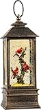 10'' Lighted Cardinal Music Snow Globe Water Lantern with Swirling Glitter Decoration for Christmas Home, Living Room, Battery Operated or USB Powered
