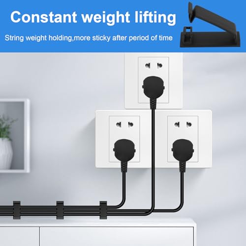 50 Clips para Cable, Clips Autoadhesivos para Gestión de Cables, Negro | Organizador de Cables y Soporte para Cables de TV y Ethernet para Escritorio en Casa u Oficina miniatura 3