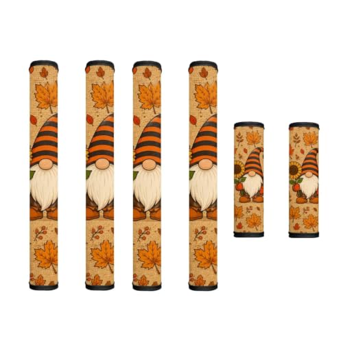Image of Fall Decorations Refrigerator Door Handle Covers Set of 6 Kitchen Electrical Appliances Handle Protector for Fridge Microwave Oven Decor, Gnome Fall Maple Leaf Retro Beige