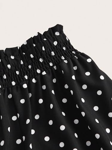 Floerns Women's Polka Dots Palazzo Pants Elastic High Waisted Wide Leg Pants4