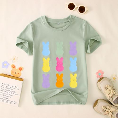 Image of Ritatte Kids Girls Easter Shirt Cute Bunny Rabbit Graphic T-Shirt Happy Easter Tees Funny Casual Short Sleeve Tops 7-12Y