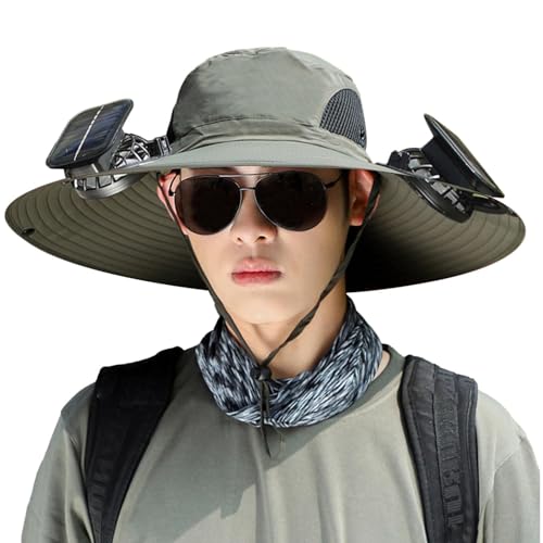 Chapeau de soleil à large bord et ventilation solaire USB