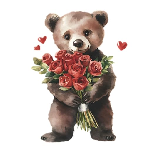 Vinilo decorativo infantil oso acuarela con rosas