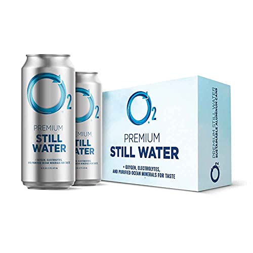 O2 Oxygenated Water - Natural Canned Water for Dehydration Relief - Purified Electrolytes in Fresh Spring Water - 16 Fl Oz (Pack of 12)