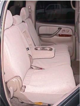 Durafit Seat Covers, Made to fit 2004-2006 Tundra Double Cab Back Seat Set. Front Captain Chairs and Rear 60/40 with Integrated Armrest. Seat Covers in Tan Twill