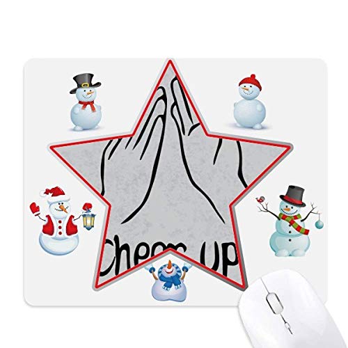 Tapis de souris grand personnalisé Noël Black Clap bonhomme de neige et étoile