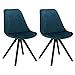 WOLTU BH196bl-2 Chaise de Salle à Manger Lot de 2 siège en Velours Pied en Bois Massif,Chaise de Cuisine Chaise de Salon Bleu