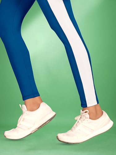 Image of Women's Polyester Blend Yoga Pants with High Rise Waist Stretch Fit Design Side Patti Slim Fit Style and Standard Length | Workout Track Pants | Joggers for GymRunning | Sports Top