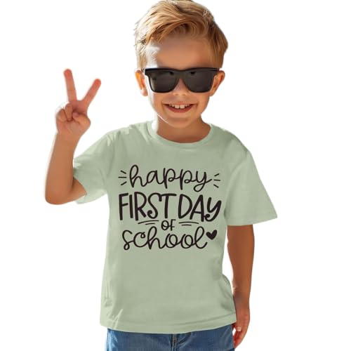 Image of Girls Boys Happy First Day of School Shirts Kid Back to School T-Shirt Kindergarten 1st 2nd Grade Outfits Tees Tops
