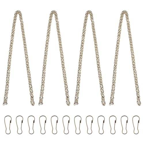 Image of Picture Hanging Kit with 4Pcs 1M Picture Hanging Chains & 12Pcs Hooks, Heavy Duty Metal Display Chain for Photo Frames Artworks Mirror(Bronze)