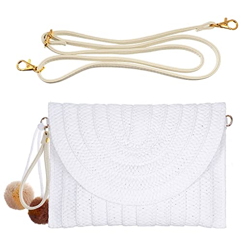 Image of Frienda Straw Purses for Women Straw Clutch Crossbody Bag Summer Beach Shoulder Bag Woven Envelope Wallet Handbags