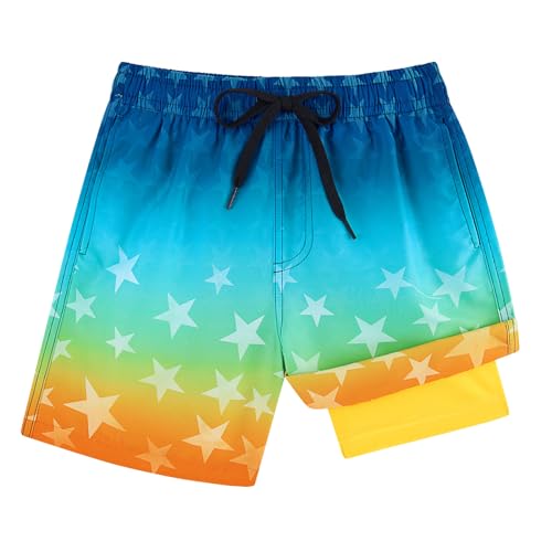 Dancinova Badehose Jungen Badeshort mit Kompressionsfutter Blau Anana Badeshorts Jungen Schnelltrocknend Schwimmhose 14-16 Jahre