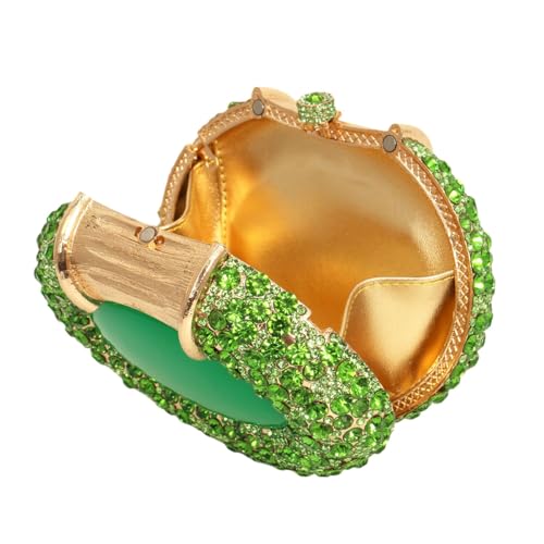 Image of UMREN Women Crystal Oval Shell Evening Purse Bags Luxury Rhinestone Clutch Unique Gems Handbag Bridal Wedding Shoulder Bag