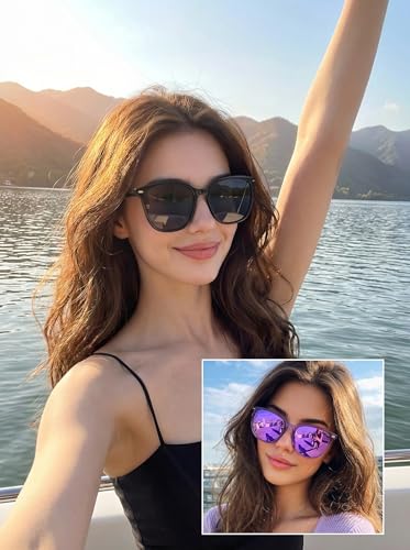 Image of 2 Packs Sunglasses for Women Polarized UV400 Protection Lens Big Frame Fashion Glasses Trendy Stylish Shade