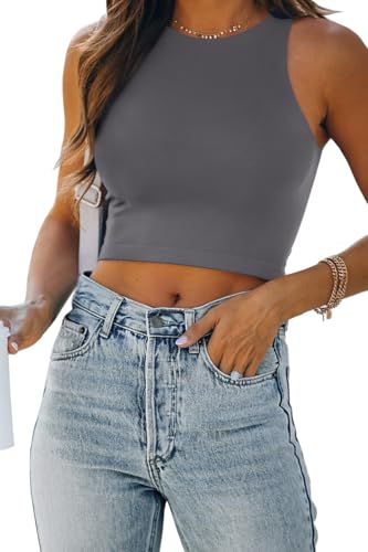 Image of EFAN Womens Sexy Sleeveless Double Lined Crop Tops Workout Cute Tight Racerback Tank Tops Summer Clothes Teen Girls 2025