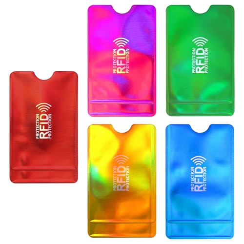 WJIAAA RFID Blocker Kartenhülle, Kreditkartenhülle RFID Ec Karten Schutzhülle Ausweishülle Identitätsdiebstahl Prävention für Damen Herren 9.1 x 6.3 cm(5 Farben)(10)