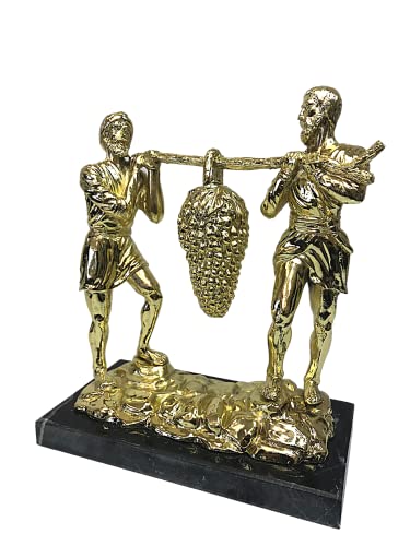 3 ARCHES USA Joshua and Caleb Carrying The Grapes On Marble Base Gold Plated Figurine Statue- Judaica Israel
