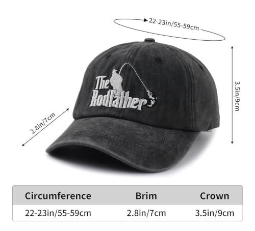 The Rodfather Fishing Hats for Men, Adjustable Embroidered Baseball Cap - Image 2
