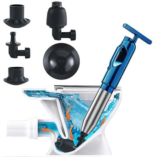 Abflussreiniger Pumpe mit Luftkompression und Luftdruckanzeige, 2026 Upgrade Verdickte Rohrwand Pressluft Rohrreiniger,Toilet Plunger für Reinigen Rohre Waschbecken Badezimmer Küchen(Blau)