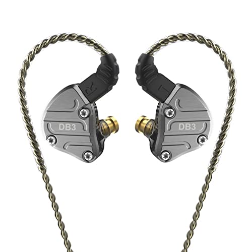 Vigorbee DIY DB3 3.5mm 3BA+1DD 3�h���C�o�[ �C���C���[ HiFi ���^���C���z�� �X�e�����X�X�`�[���t�F�C�X�v���[�g�t�� 2�s�����O���\�P�[�u�� (�u���b�N�A�}�C�N�Ȃ�)
