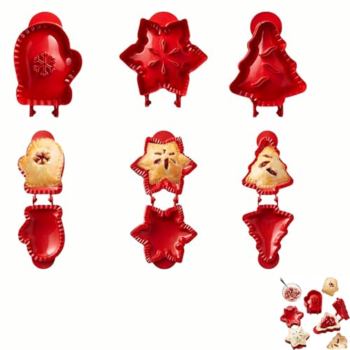 Image of Mini Pie Molds For Baking-Dough Presser Mini Pocket Pie Molds,Hand Pie Press Mold Maker For Baking,Party Potluck Hand Pie Molds,For Festivals And Parties (3 Pcs Christmas Set)