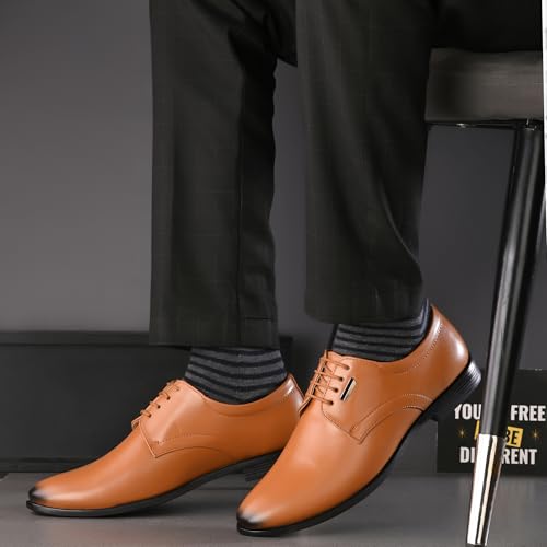 Image of Centrino Men's Formal Shoe | Stylish with Soft Cushioned Insole | Sleek Lace-Up Design for Formal Look | Durable with Anti-Skid Sole | Ideal for Office Wear 9429