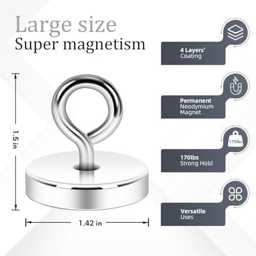 image for Neosmuk Fishing Magnet, 1.42 inches Magnet 150lb Strong Magnet Heavy D