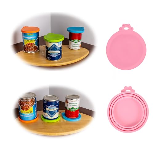 2 PCS Silicone Pet Can Covers for Pet Food Storage Containers in 3 Size & 4 Colors (Red, Pink, Sky Blue, Orange)