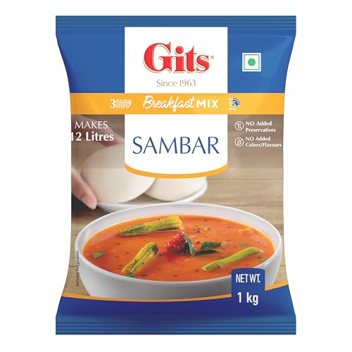 Image of Gits Instant Sambhar Breakfast Mix, Makes 12 litres , Pure Veg, South Indian Recipe, 1Kg
