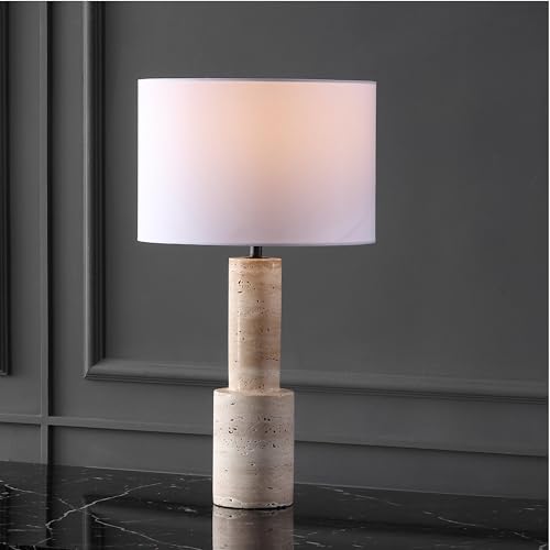 Lámpara de mesa Tywin Travertine/Blanco dimmable 27 pulg