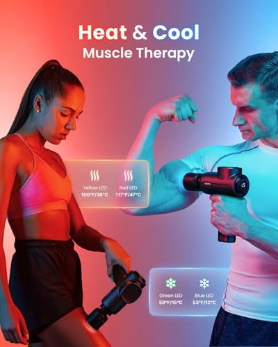 Image of RENPHO Massage Gun with Heat and Cold, Portable Percussion Muscle Deep Tissue Massager with Bluetooth, Carry Case, Gifts for Men Women, Active+ Thermacool