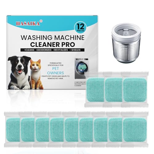 HASAIKA® Limpiador Lavadoras, Detergente limpiador para lavadoras, Limpieza profunda, apto para limpiar todo tipo de lavadoras, 12 piezas