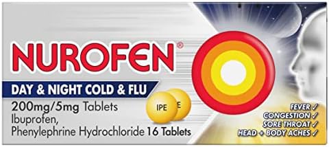Nurofen Day and Night Cold and Flu Relief 200mg/5mg Tablets Ibuprofen, 16 Count ( Pack of 1)